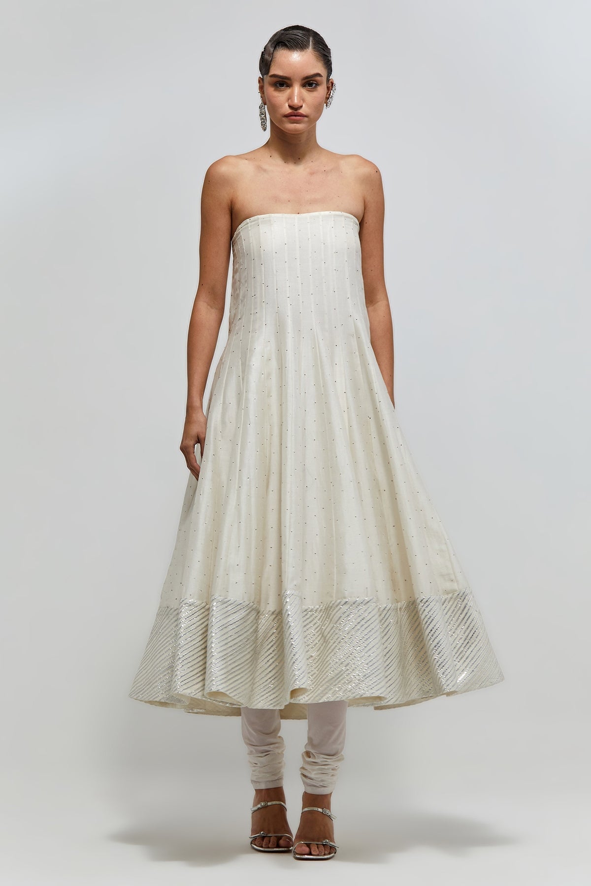 Itra Purple Embroidered Quilted Detachable Necklace With Off-White Anarkali And Soft Net Churidar