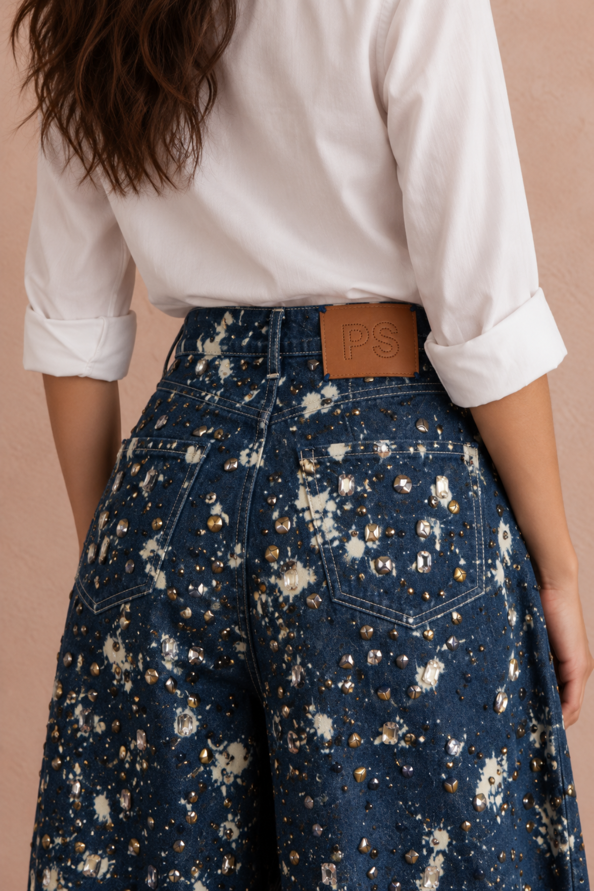 Dark Blue Denim Barrel Pants
