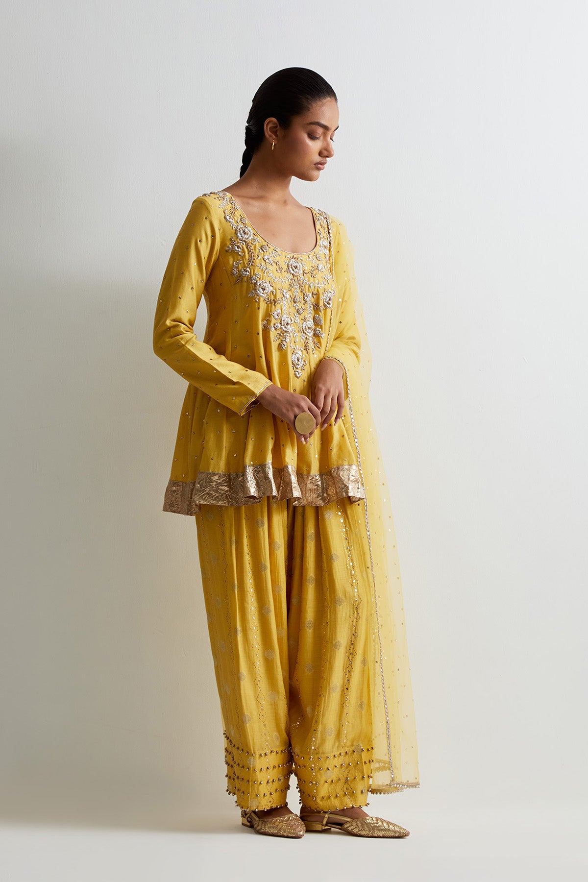 Haldi Yellow Embroidered Anarkali With Salwar And Dupatta