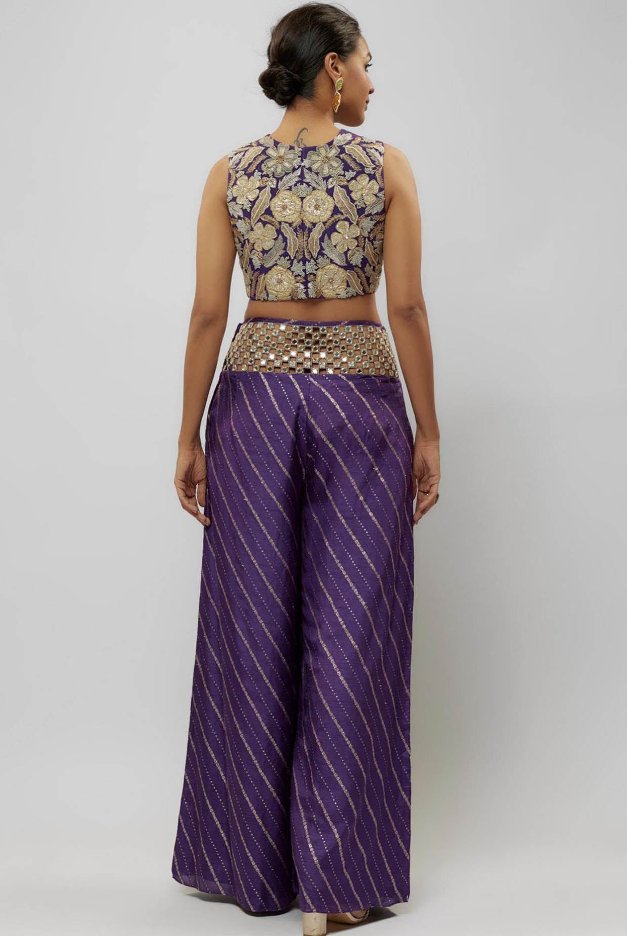 Purple Embroidered Choli With Palazzo