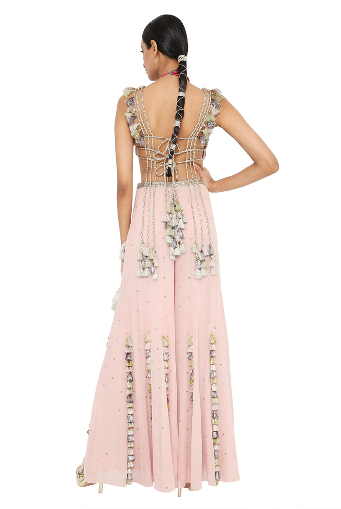 Zaynab Rose Pink Colour Embroidered Choli With Sharara