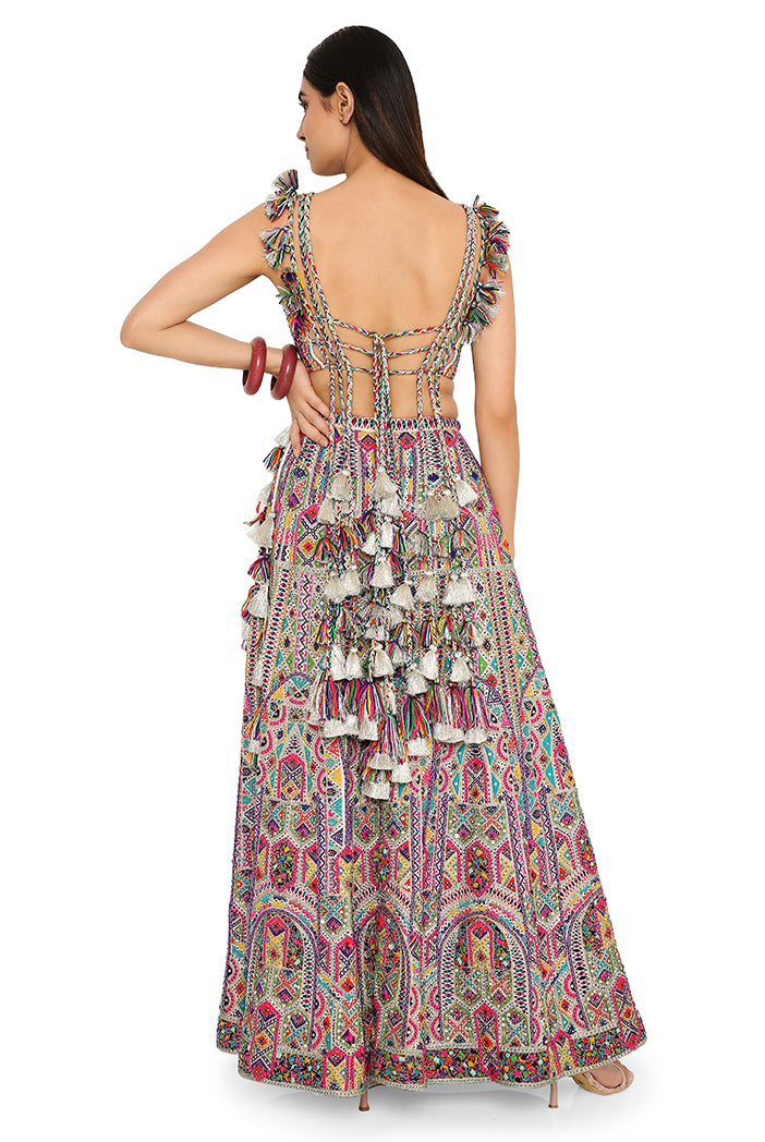 Off-White Colour Georgette Embroidered Sharara Set