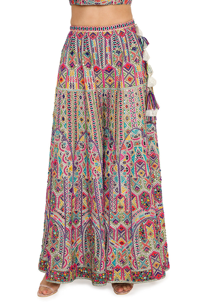 Off-White Colour Georgette Embroidered Sharara Set