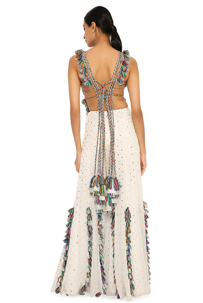 Karida Off White Georgette Embroidered Choli With Georgette Sharara