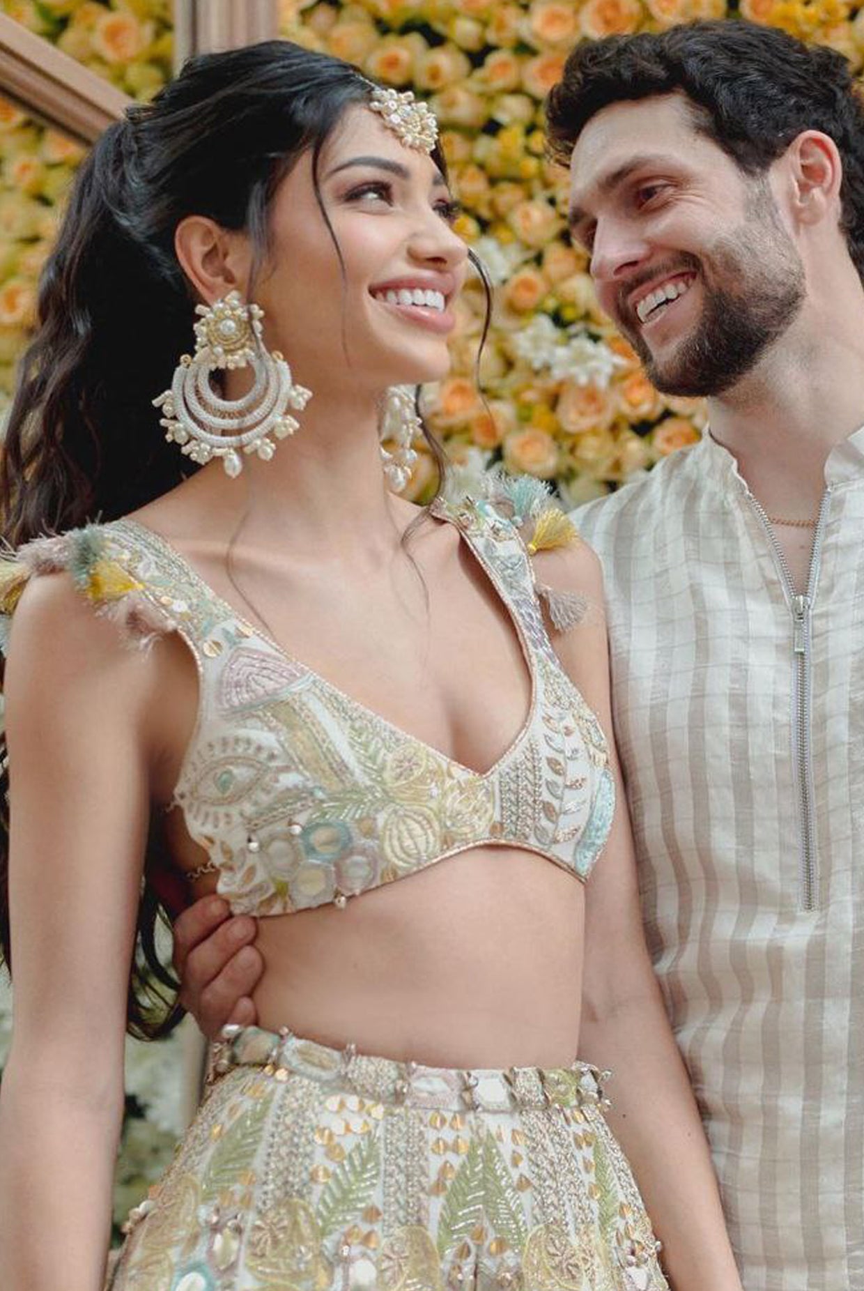 Off White Georgette Embroidered Choli And Sharara