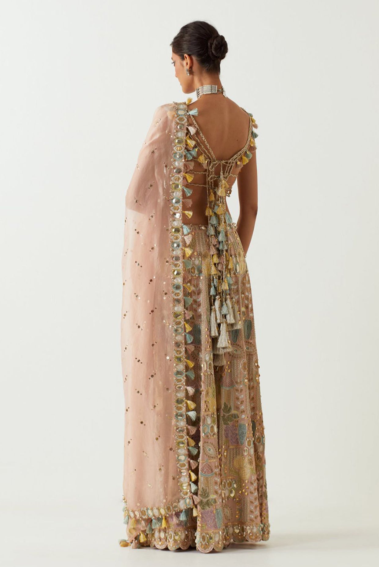 Rose Pink Embroidered Choli And Sharara With Embroidered Dupatta
