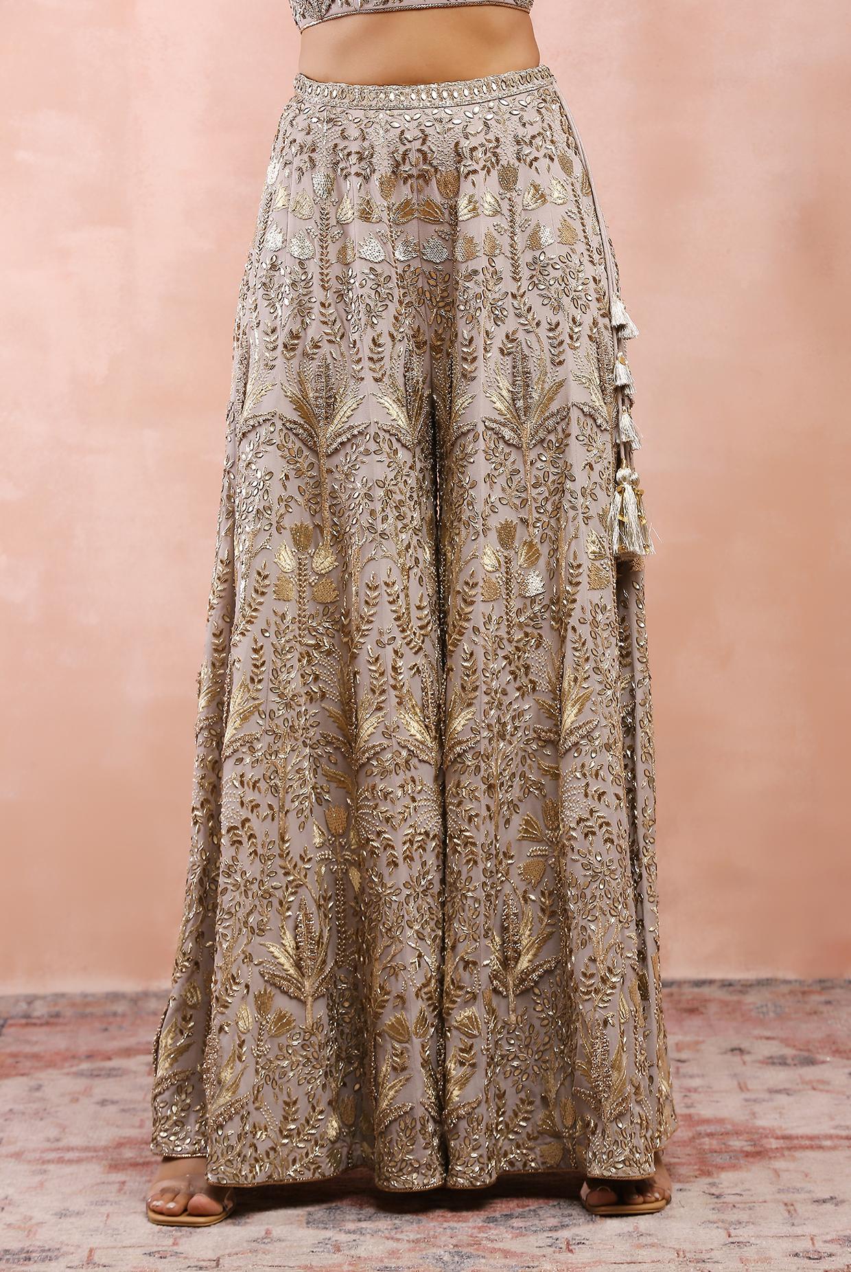 Grey Bagh Embroidered Choli With Sharara And Dupatta
