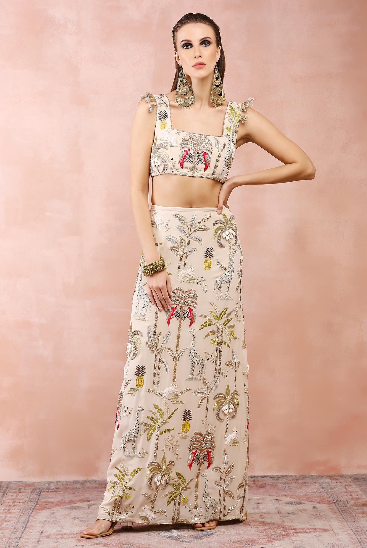 Stone Embroidered Choli And Skirt