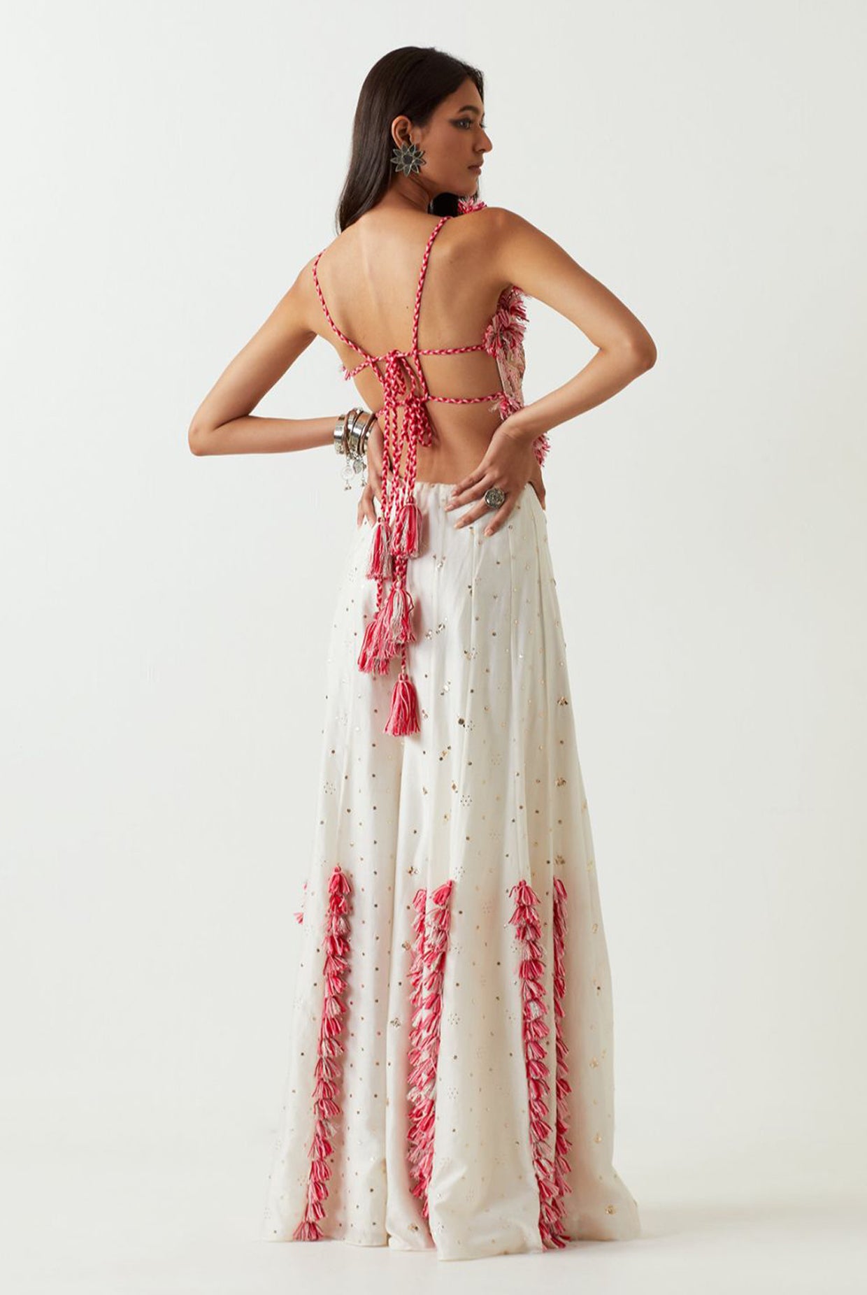 Off-White Embroidered Choli With Sharara