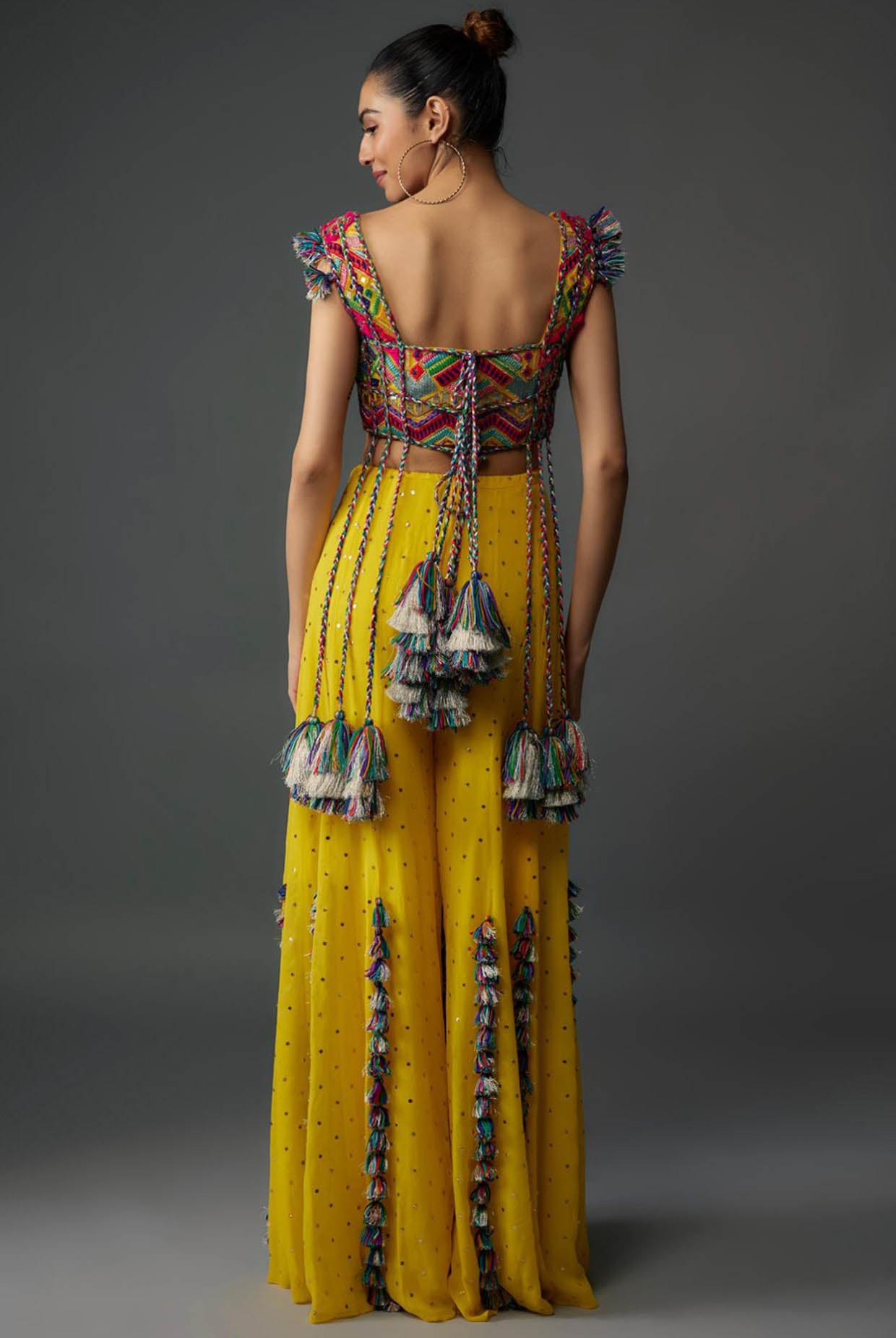 Yellow Embroidered Choli With Sharara