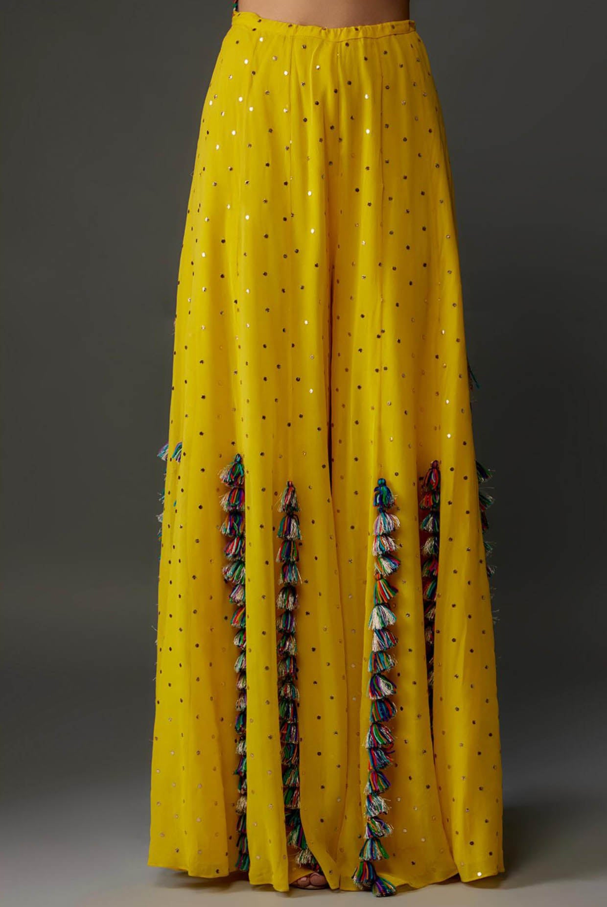 Yellow Embroidered Choli With Sharara