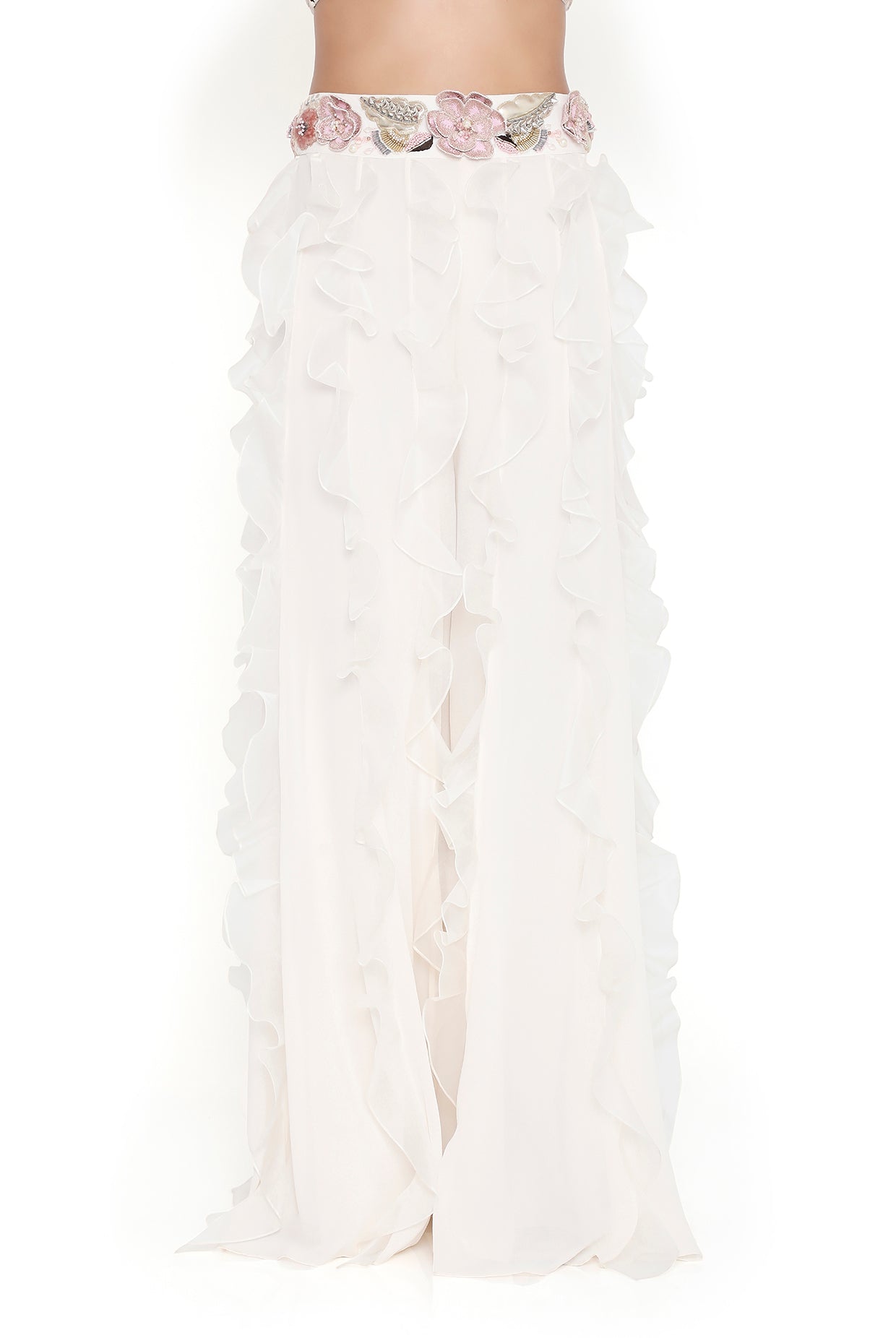 Fabiana Off White Embroidered Choli With Tie Up Back And Sharara With Ruffles