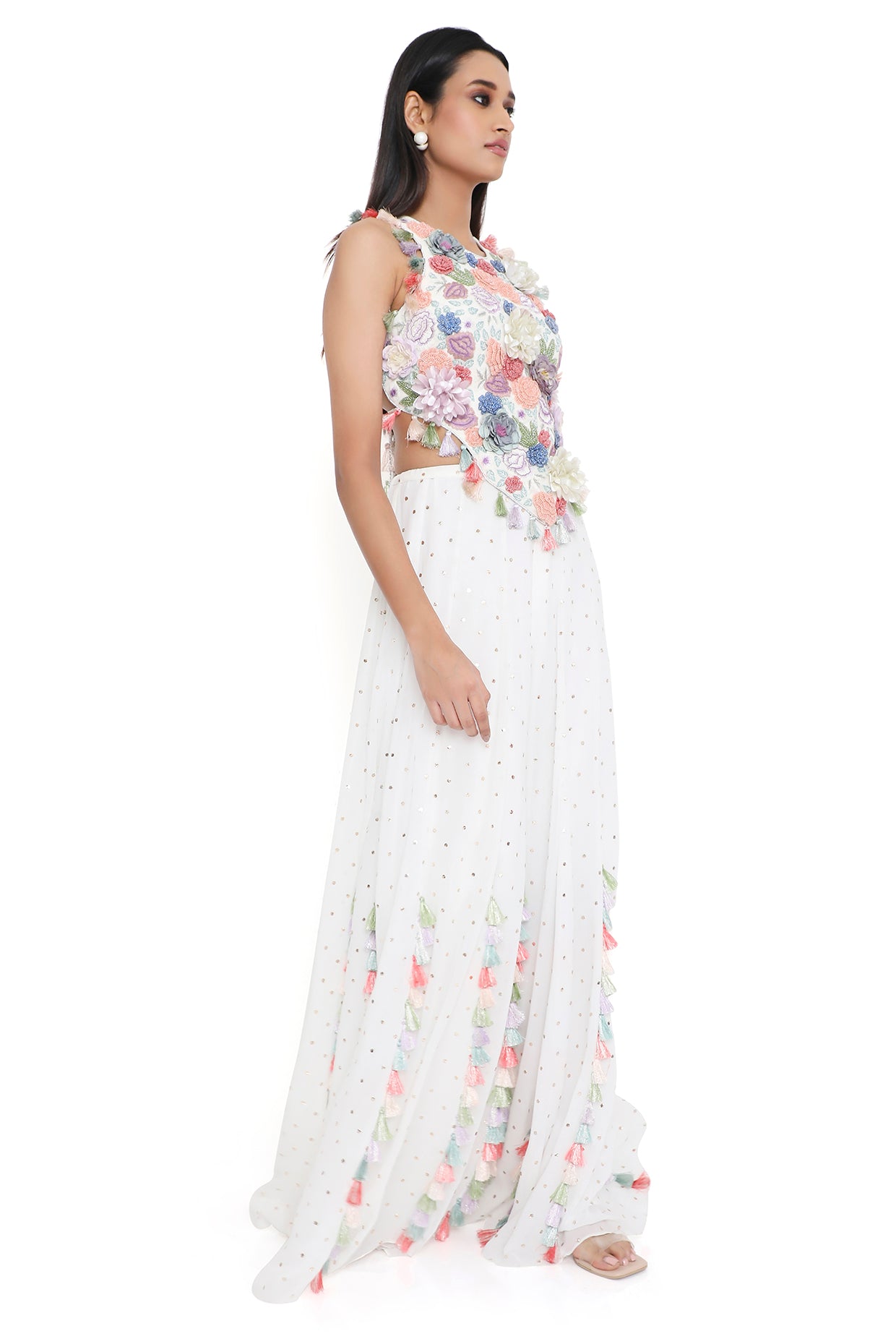 Myza  Off White Embroidered Choli With Sharara