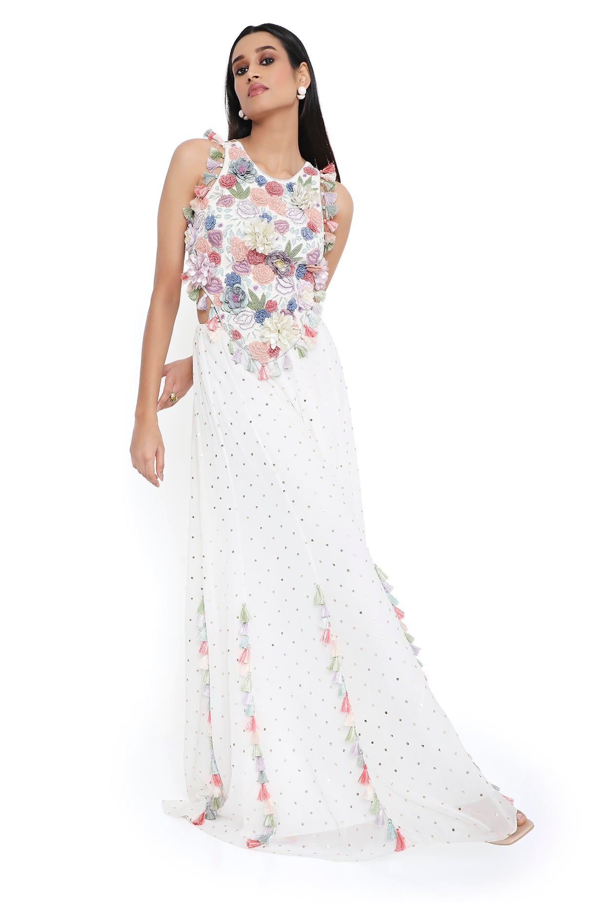 Myza  Off White Embroidered Choli With Sharara