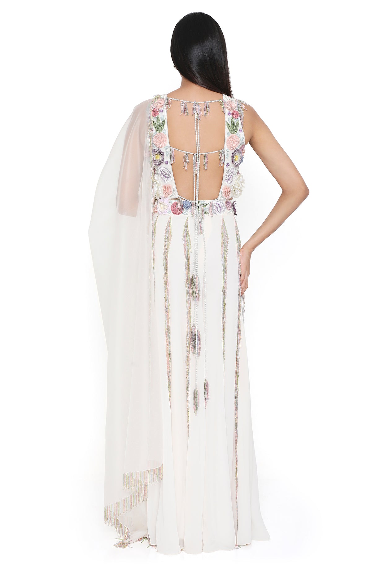 Lila Off White Embroidered Choli With Sharara And Dupatta