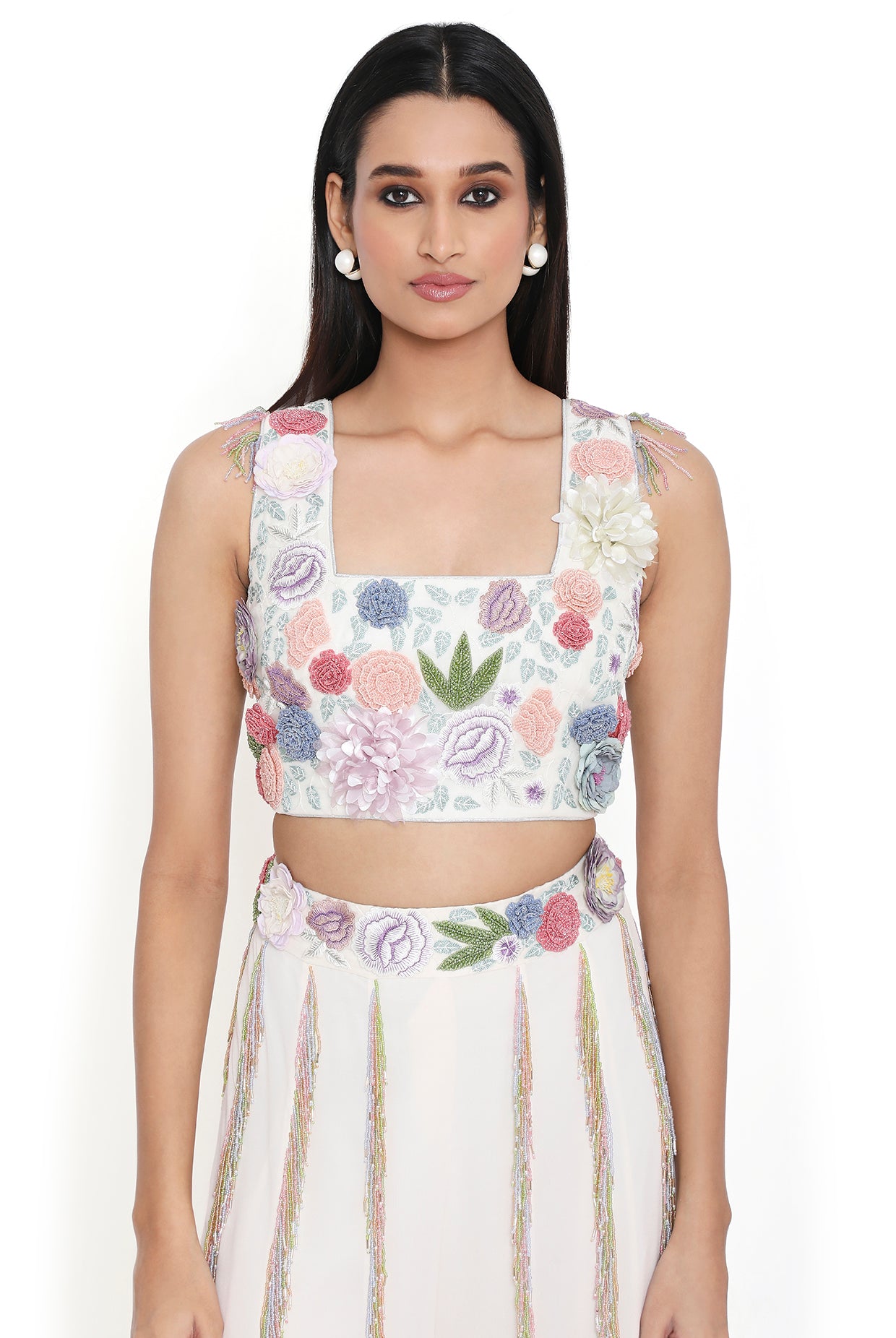 Lila Off White Embroidered Choli With Sharara And Dupatta