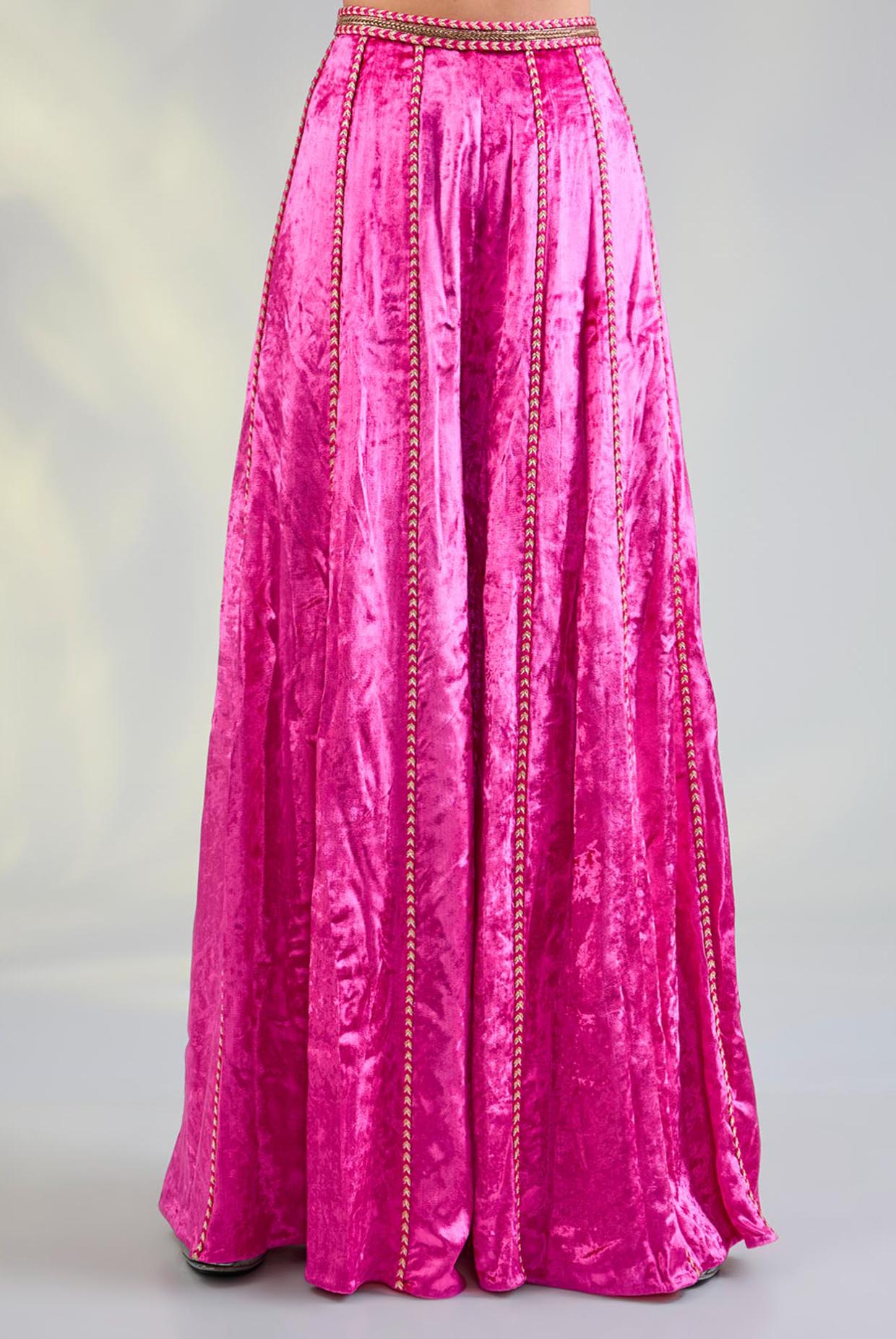 Hot Pink Embroidered Choli With Sharara
