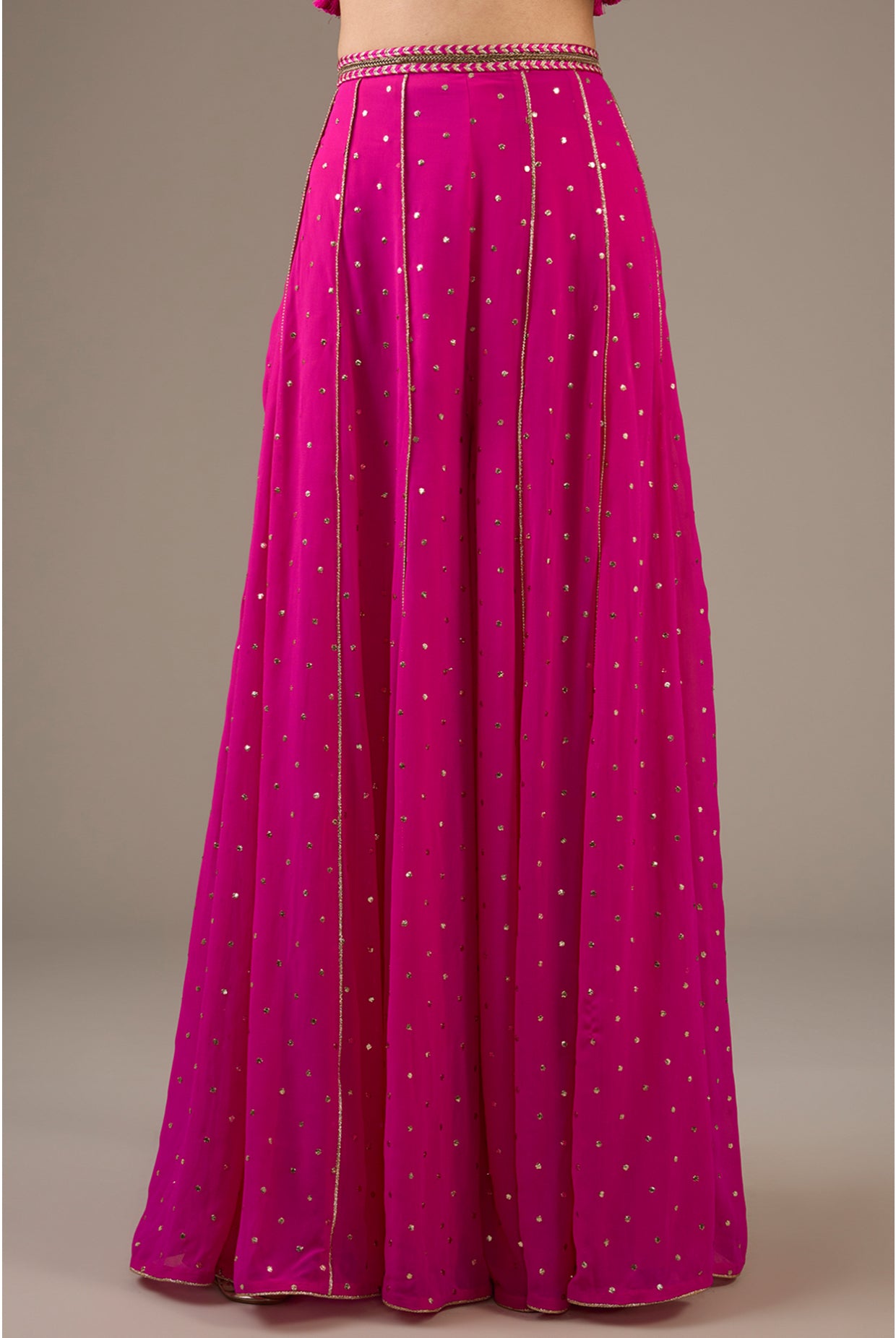 Hot Pink Embroidered Choli With Hot Pink Sharara.