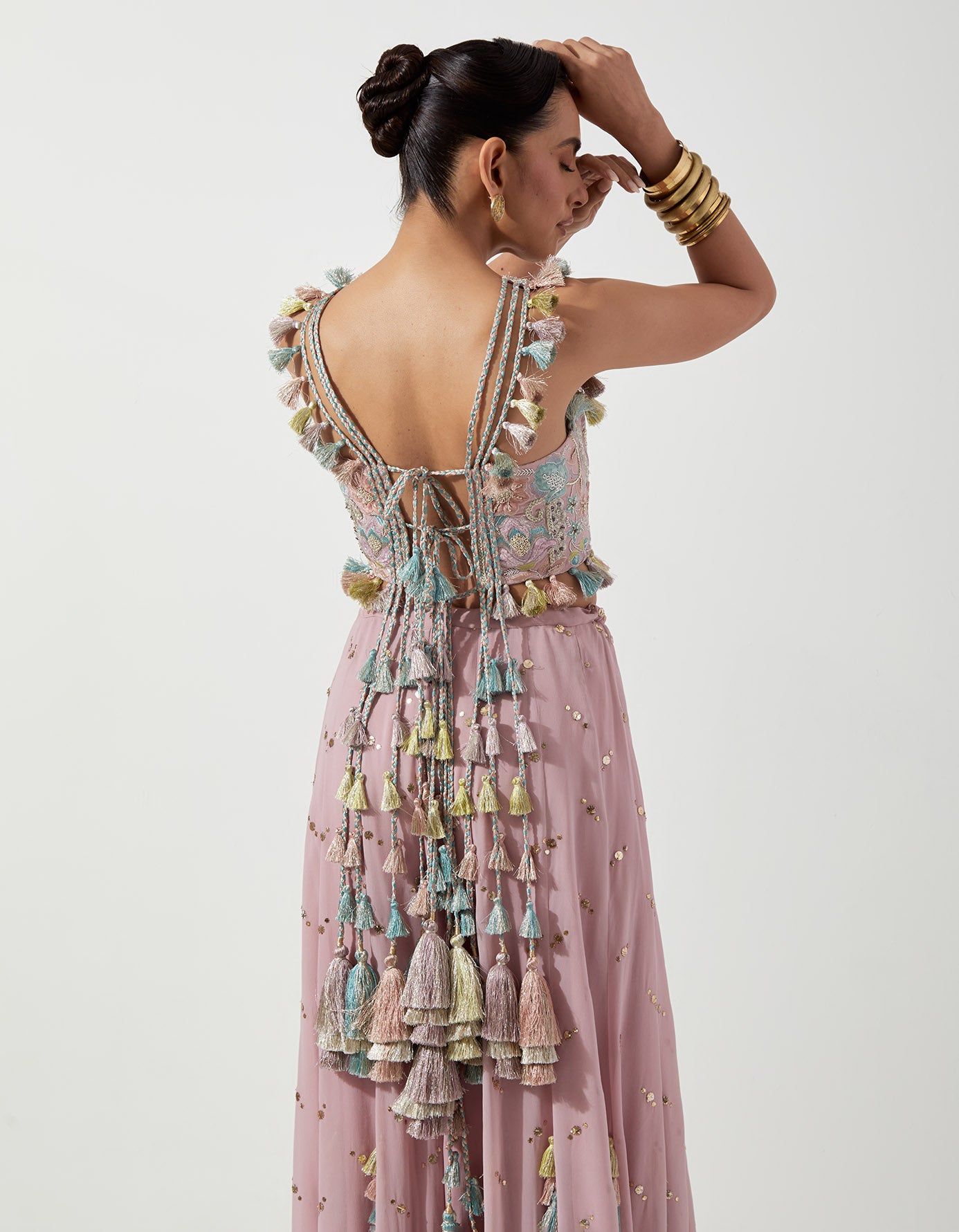 Lilac Georgette Embroidered Choli And Sharara