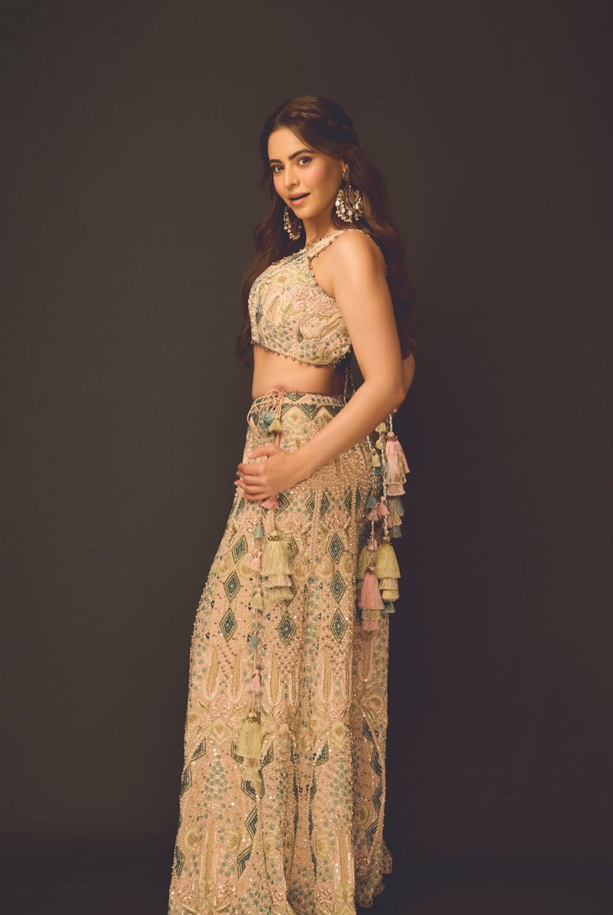 Blush Pink Georgette Embroidered Choli With Sharara And Dupatta