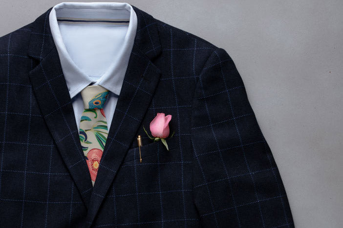PS Men Khaki Anaar Aur Mor Print Tie