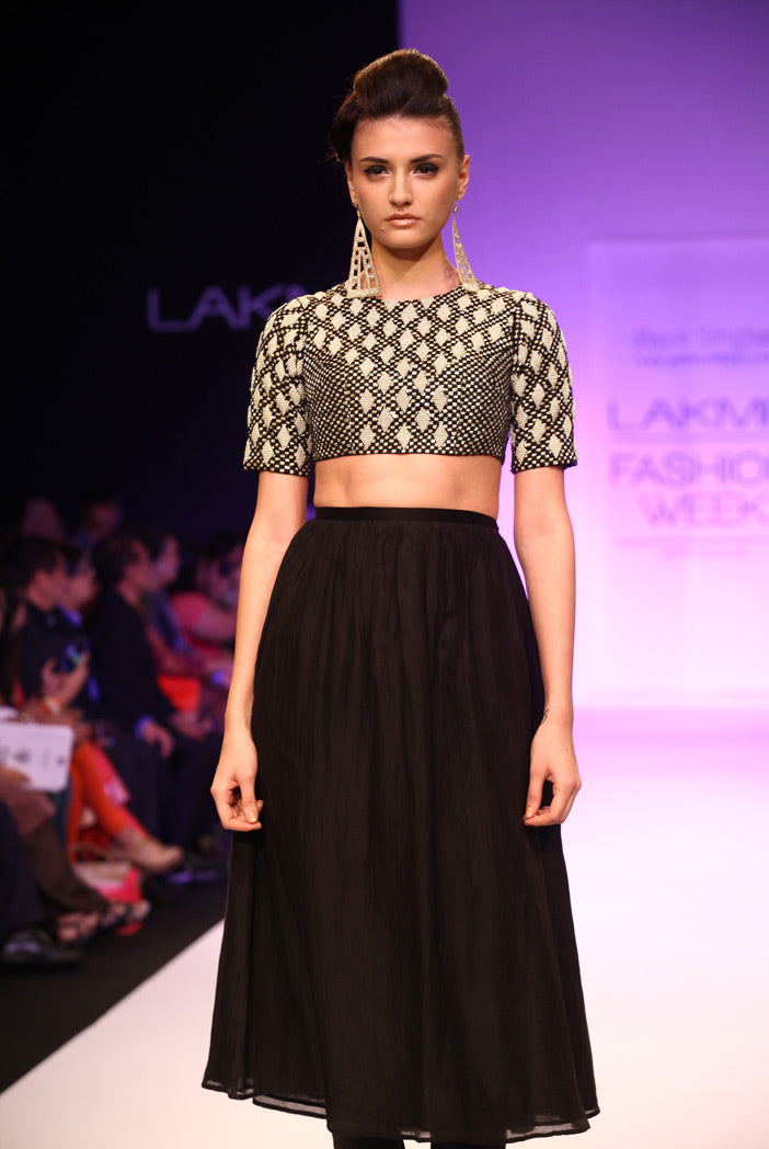 Samia Black Silkmul Choli with Lehenga with Churidar