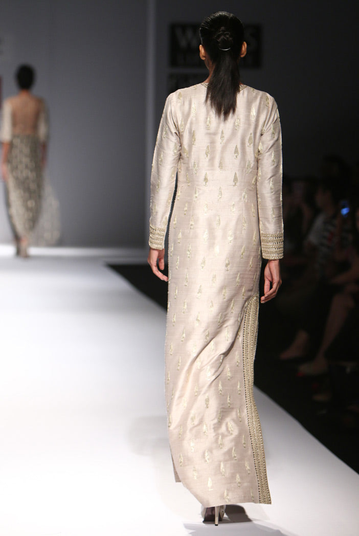 Shikara Stone Dupion Silk High Slit Kaftan