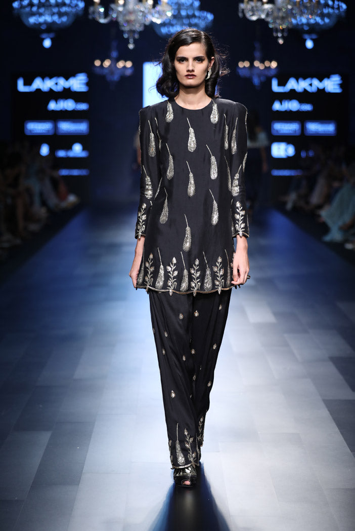 Dina Black Silk Kurta with Salwar