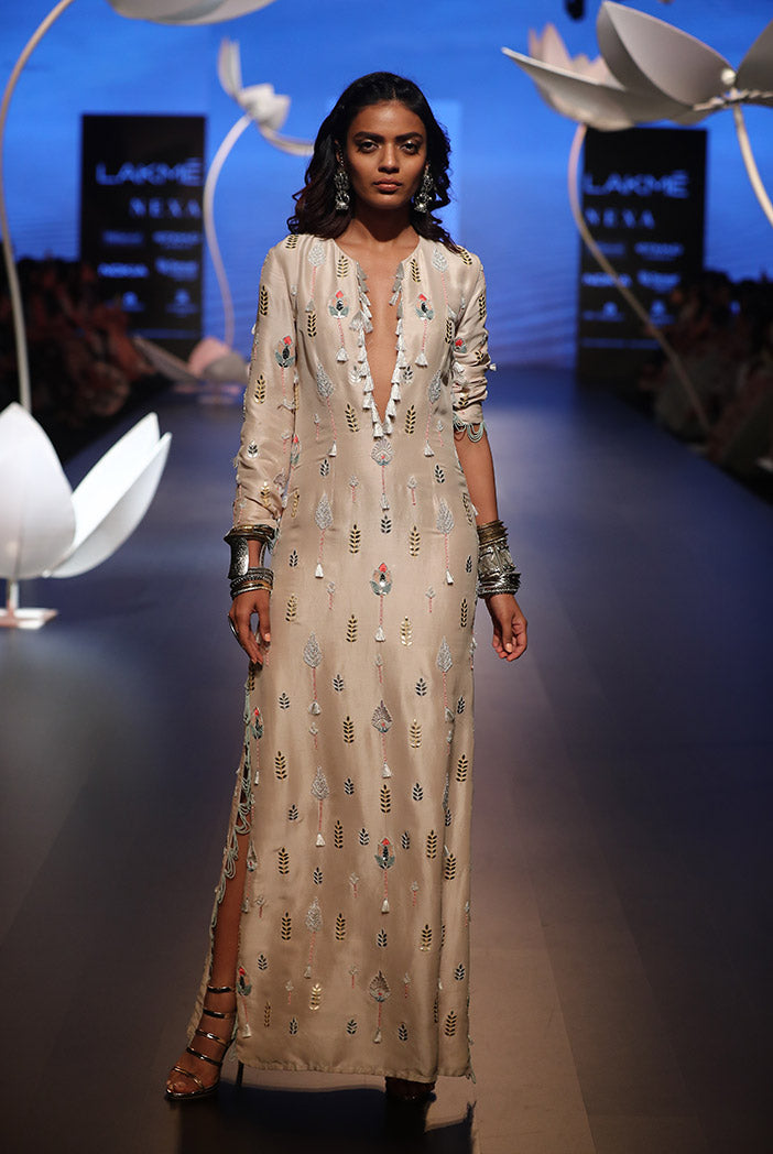 Beyza Stone Silk Kaftan