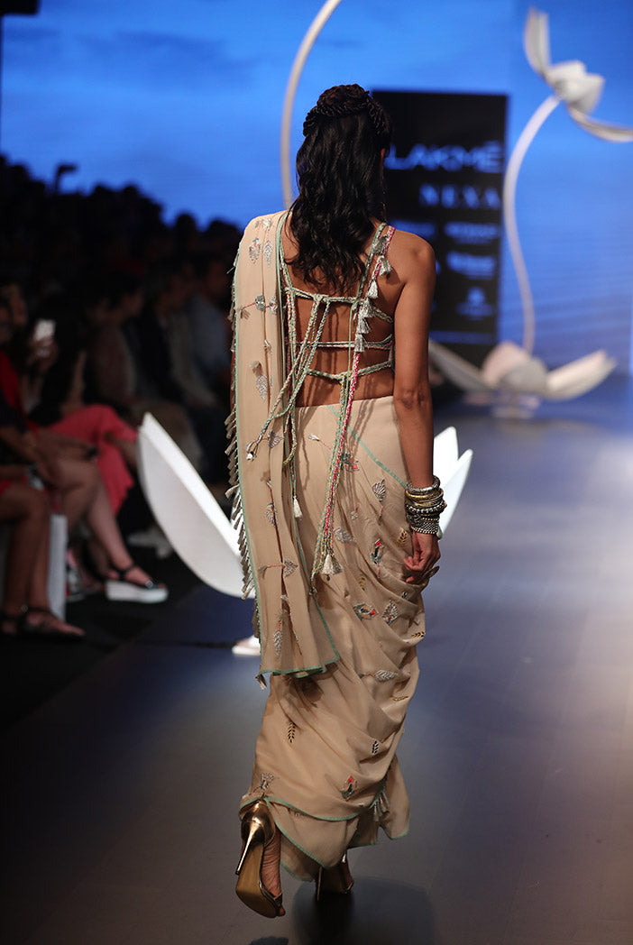 Nebia Stone Crepe Choli with Georgette Saree