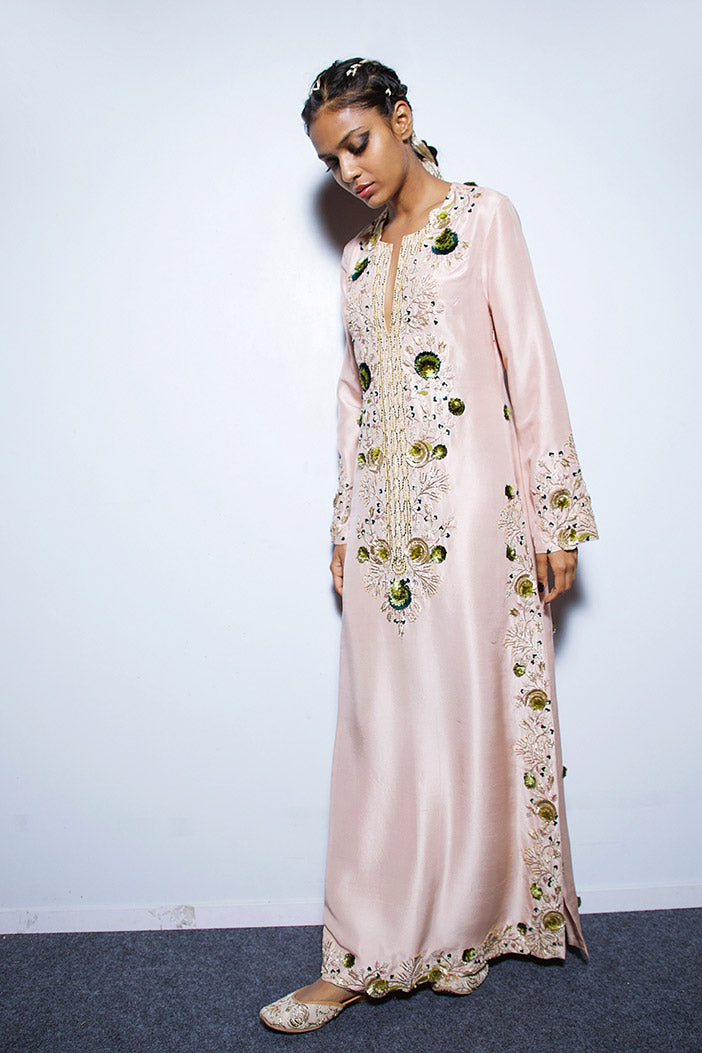 Roxana Dusky Rose Silk Kaftan