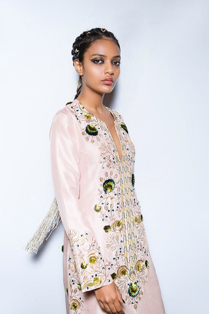 Roxana Dusky Rose Silk Kaftan