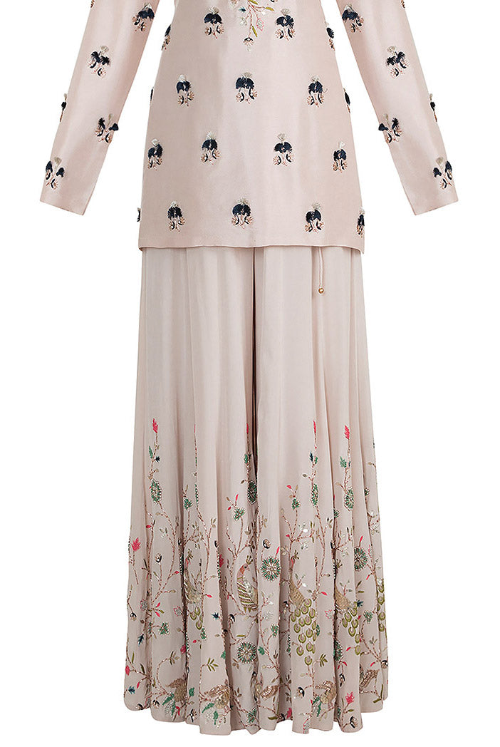 Izel Stone Silk High-Low Kurta with Sharara