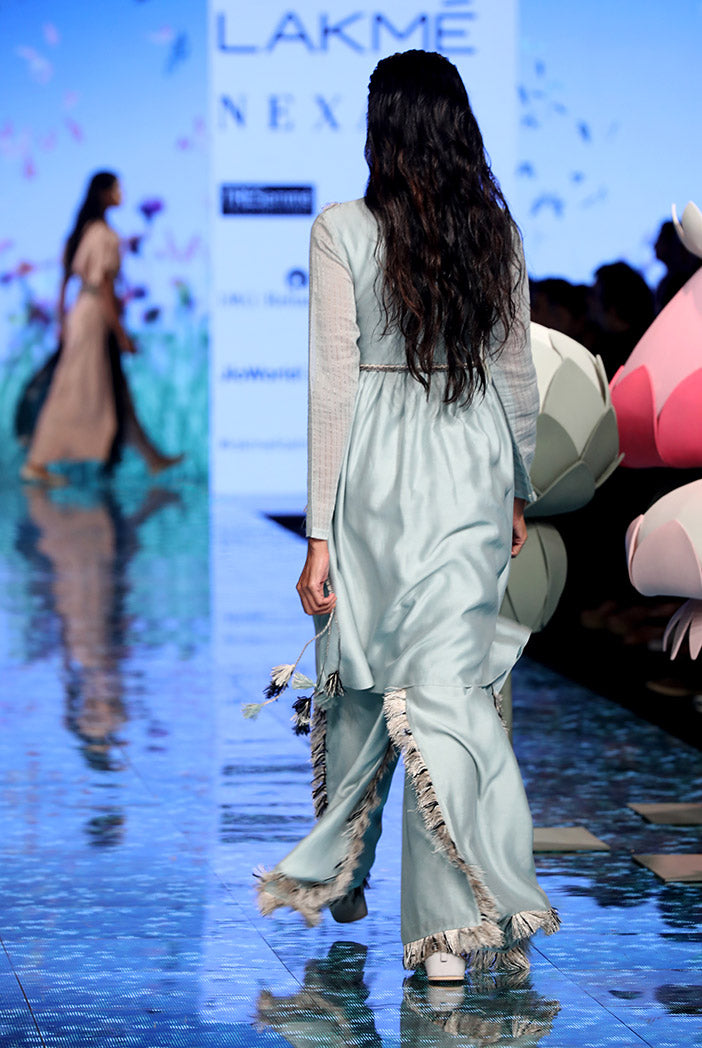 Manizeh Pale Blue Silkmul Kurta and Palazzo