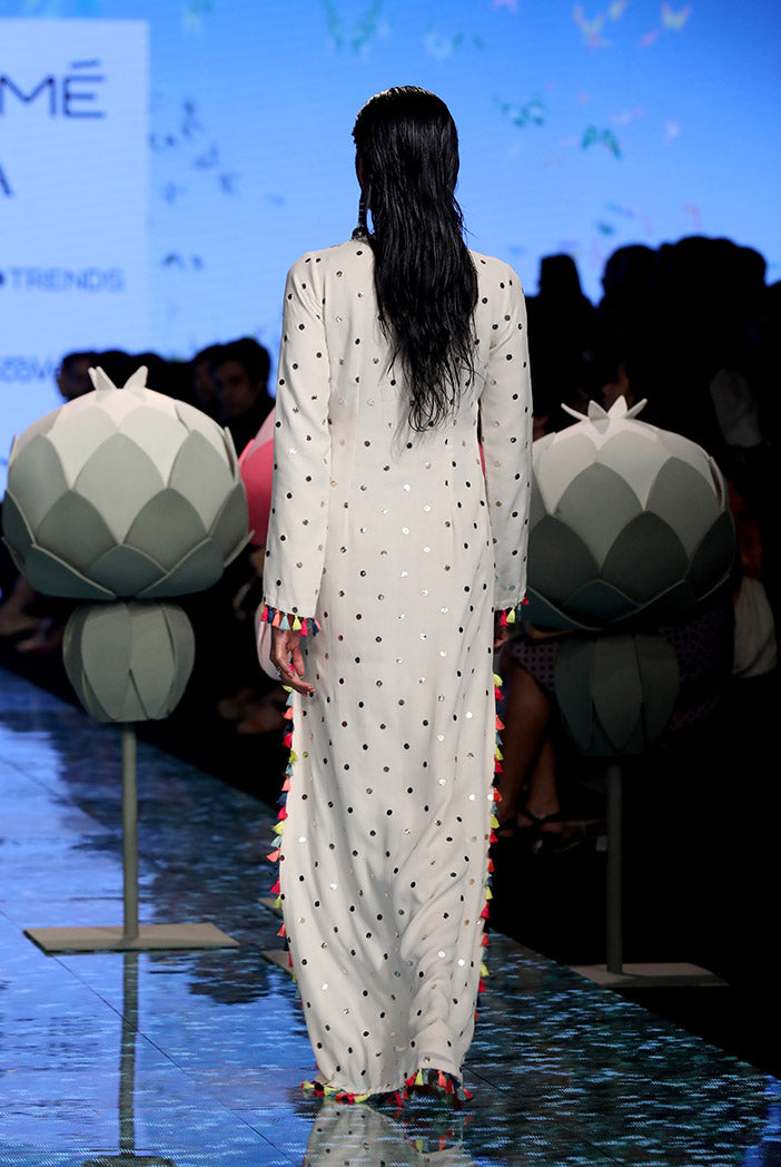 Adara Off White High Slit Kaftan