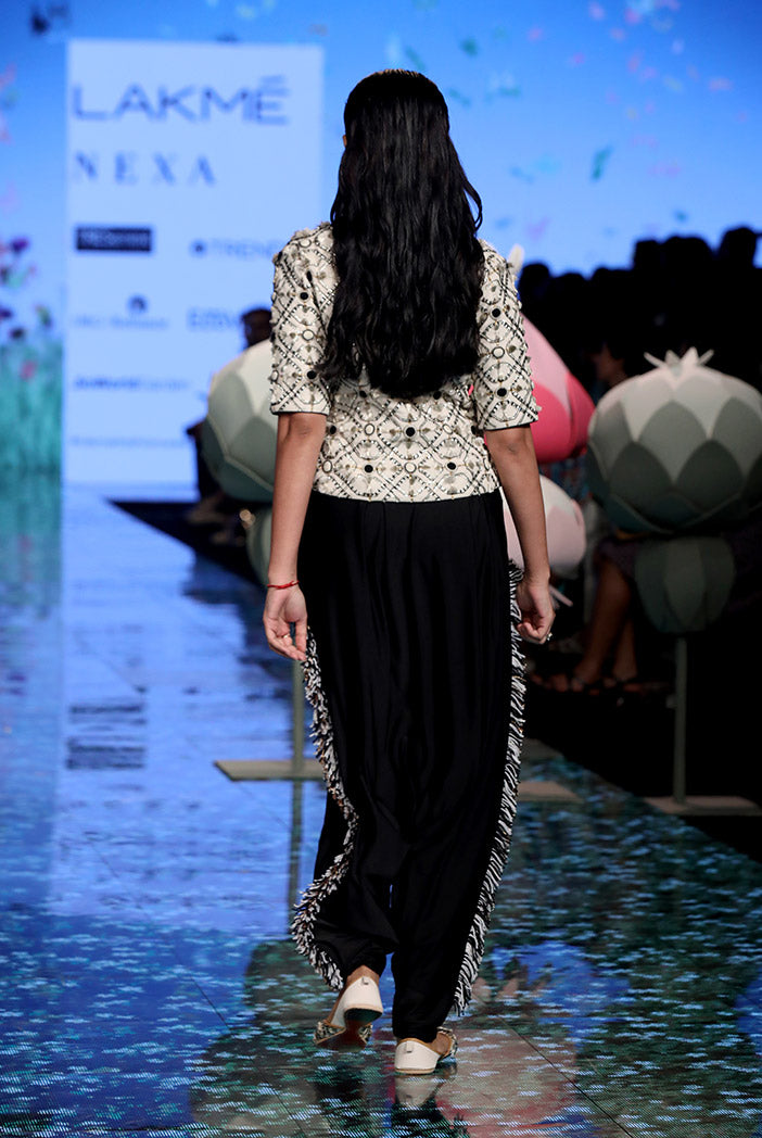 Dinaz Chalk White Jacket with Black Low Crotch Pant