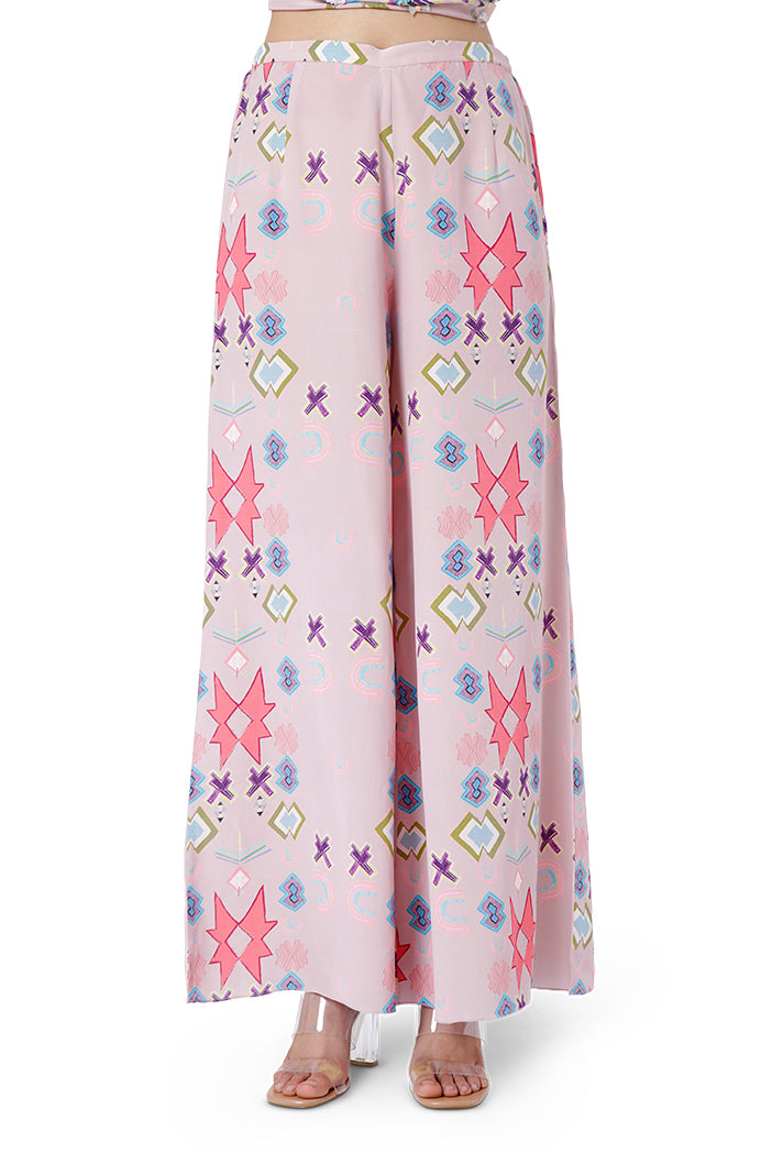 Basri Pink Colour Printed Crepe Embroidered Short Kaftan with Palazzo