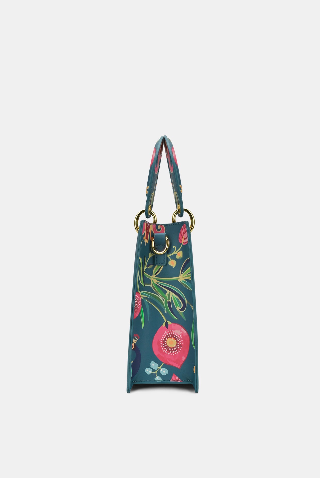 Lavie X Payal Singhal Limited Edition Teal Anar Mor Print Women's Box Satchel Handbag