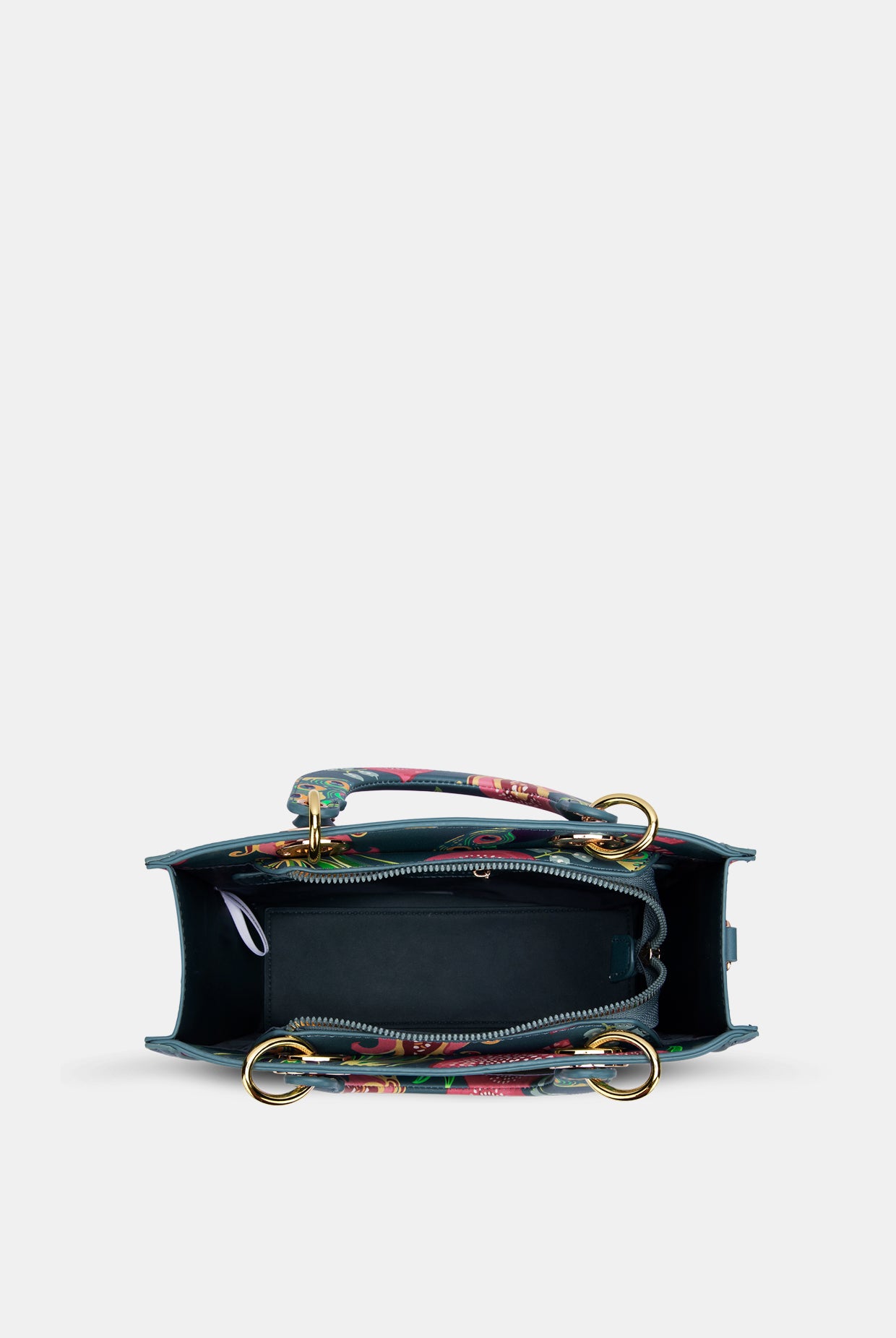Lavie X Payal Singhal Limited Edition Teal Anar Mor Print Women's Box Satchel Handbag