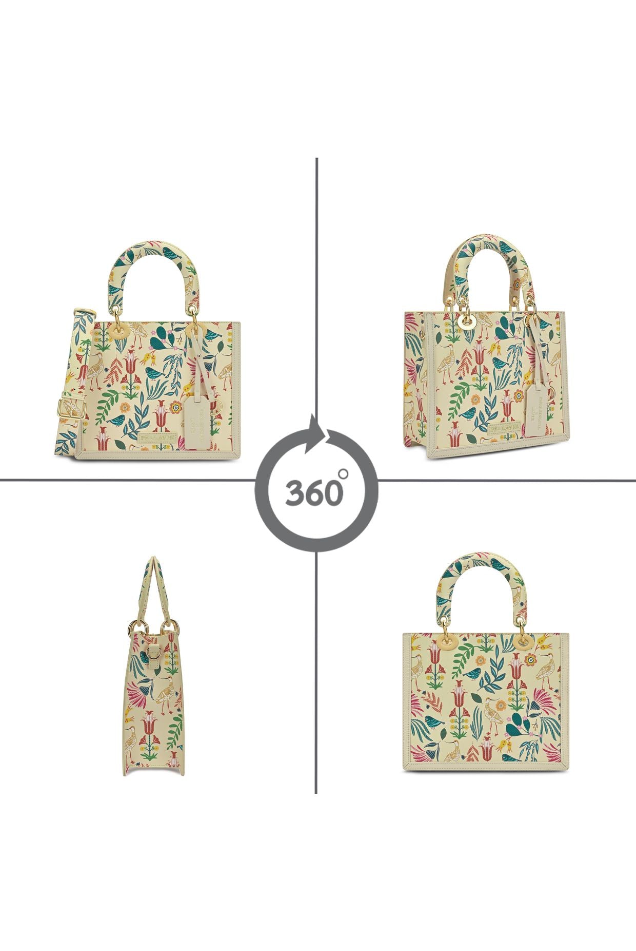 Lavie X Payal Singhal Limited Edition Off White Saras Print Women's Box Satchel Handbag