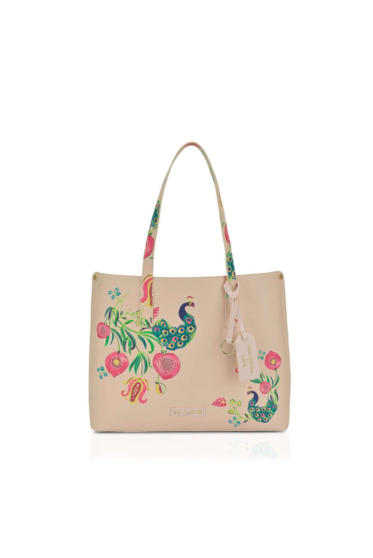 Lavie X Payal Singhal Limited Edition Pink Anar Mor Print 3C Women's Tote Bag