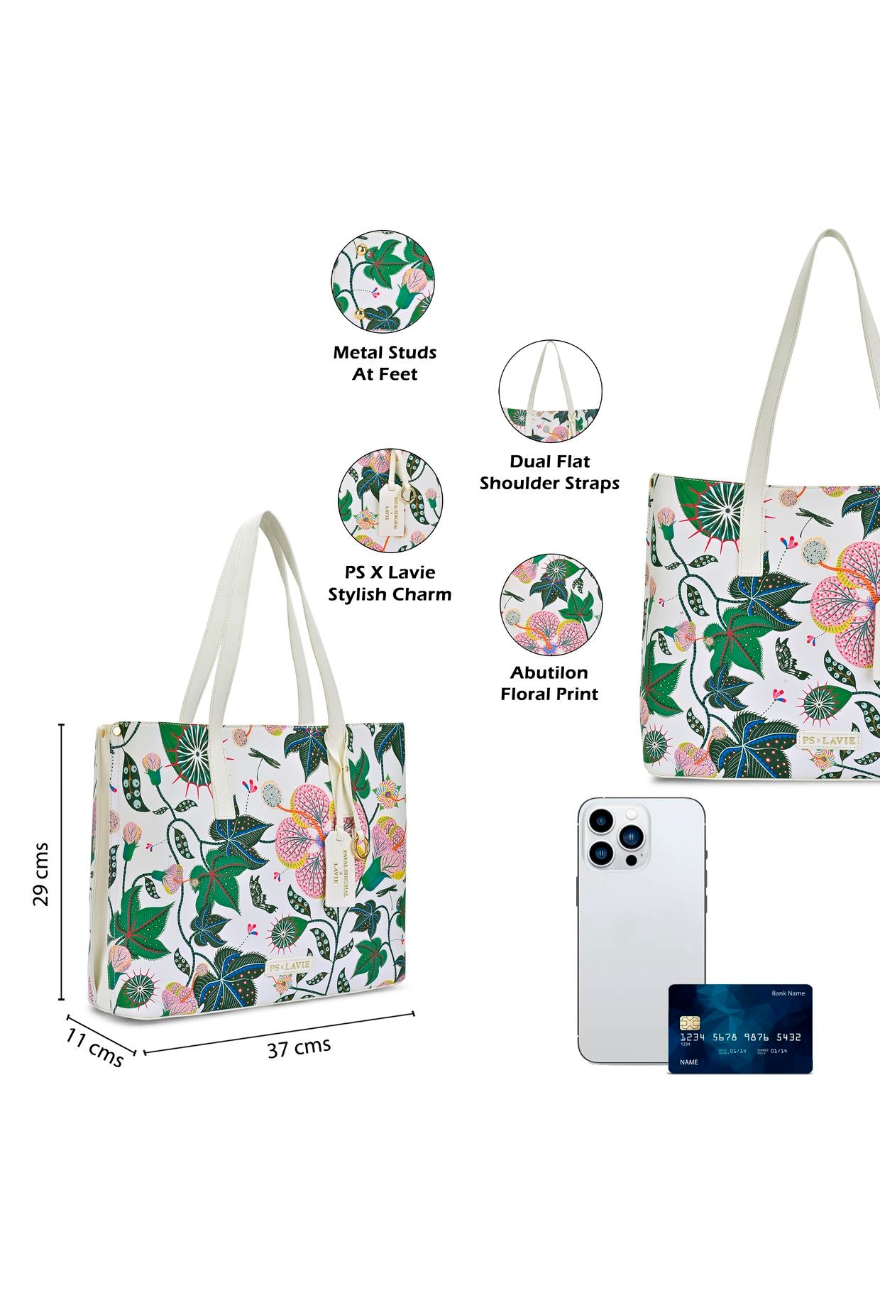 Lavie X Payal Singhal Limited Edition White Abutilon 3C Women's Tote Bag