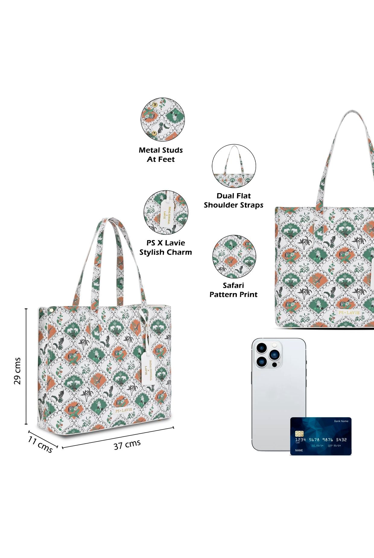 Lavie X Payal Singhal Limited Edition White Safari Print 3C Women's Tote Bag