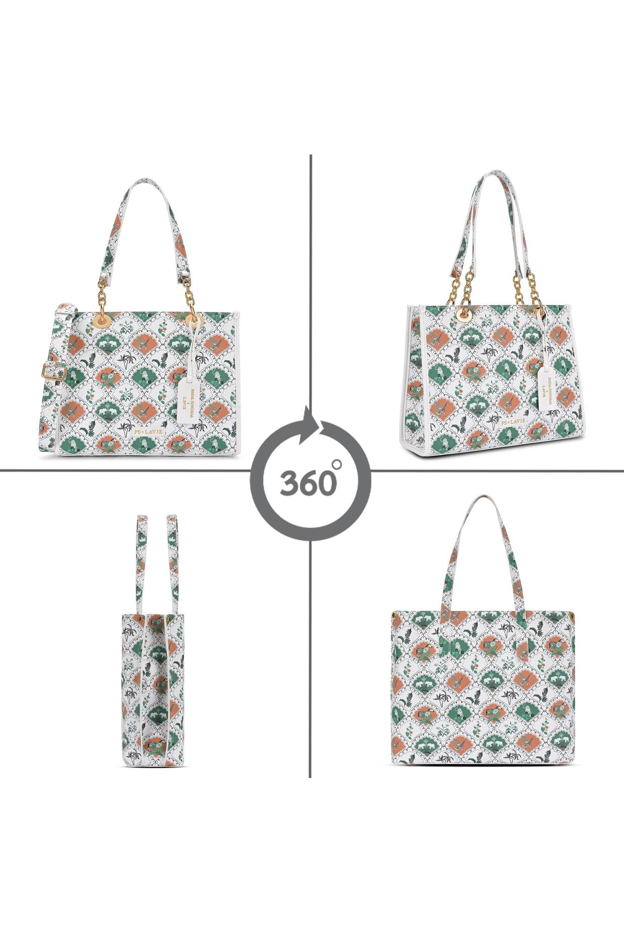 Lavie X Payal Singhal Limited Edition White Safari Print 3C Women's Tote Bag