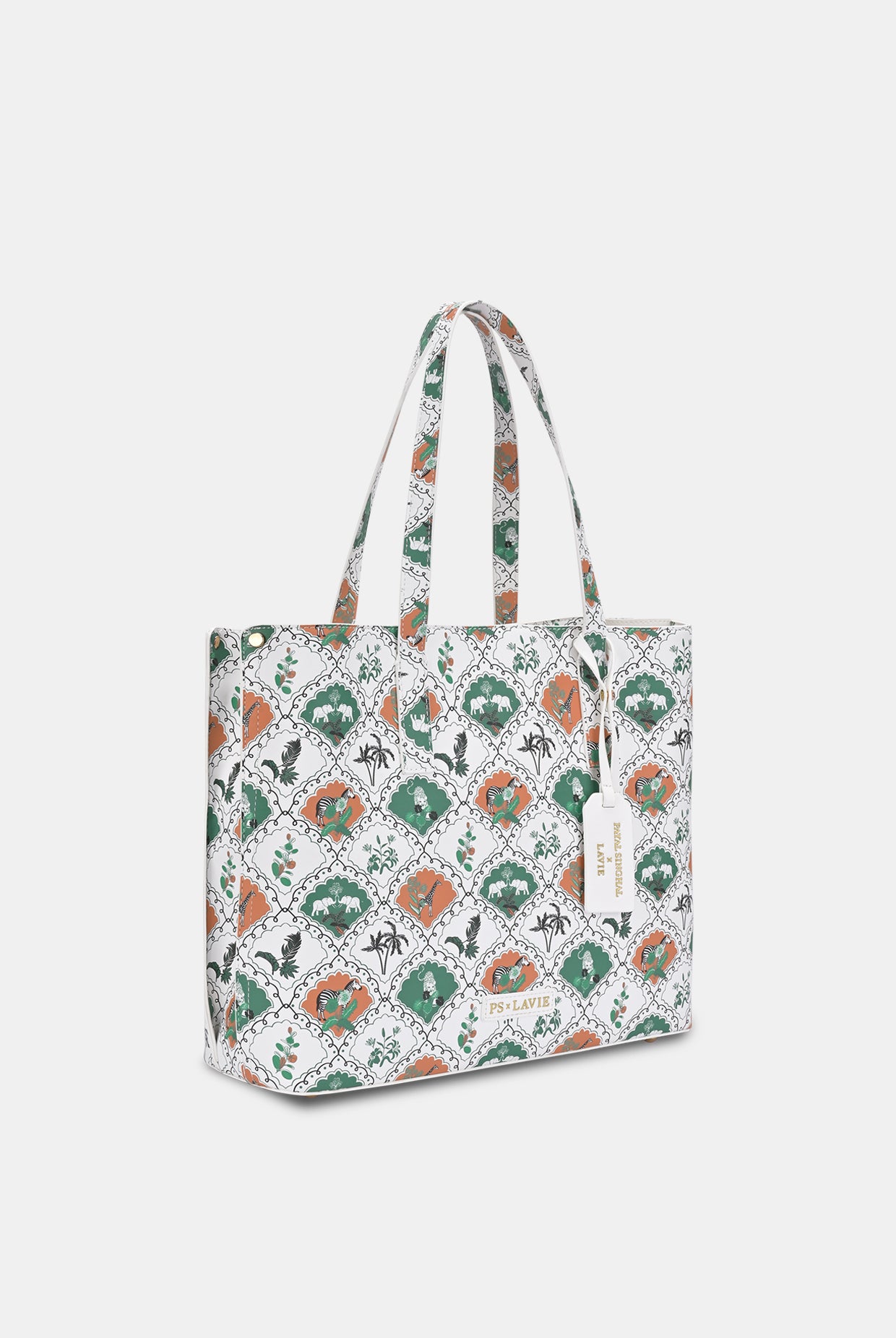 Lavie X Payal Singhal Limited Edition White Safari Print 3C Women's Tote Bag