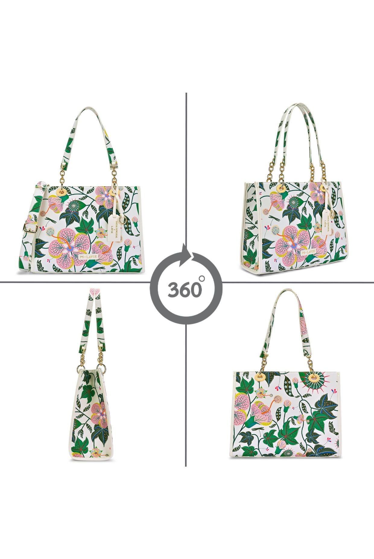 Lavie X Payal Singhal Limited Edition White Abutilon Print Women's Box Tote Bag