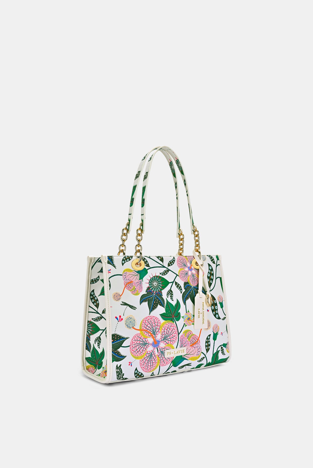 Lavie X Payal Singhal Limited Edition White Abutilon Print Women's Box Tote Bag