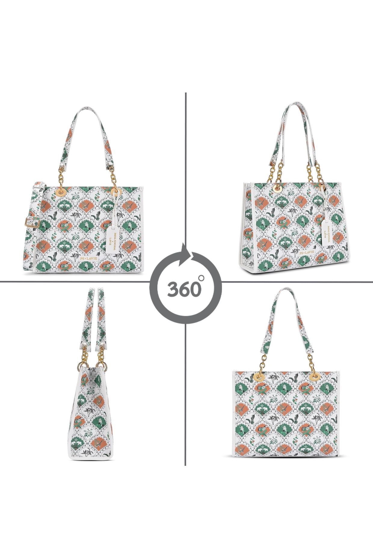 Lavie X Payal Singhal Limited Edition White Safari Print Women's Box Tote Bag