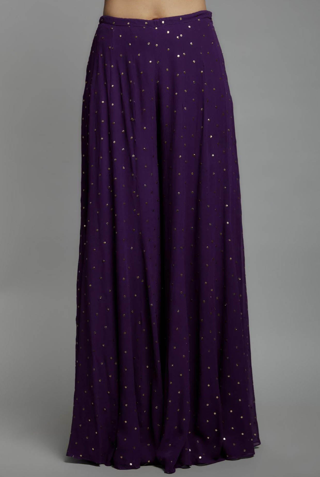 Purple Embroidered Bustier With Embroidered Jacket And Sharara