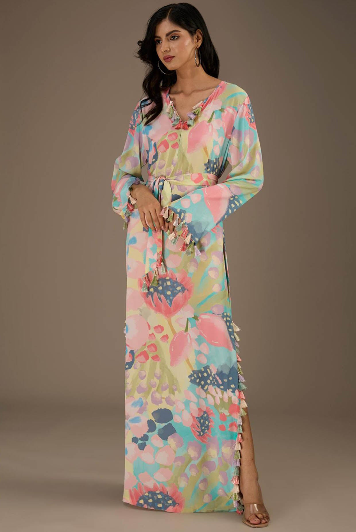 Euphoria Printed Long Beyza Kaftan
